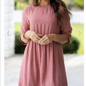 BaeVely pink Swiss dot dress